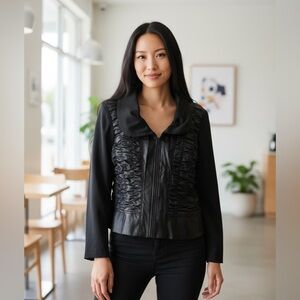 Stylish Black Faux Women’s Leather Jacket - Elevated Streetwear- Size 16